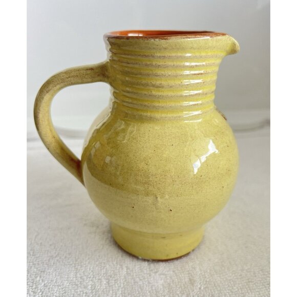 Small French Pottery Pitcher With 3-D Grapes Made in France 5"H Holds 12 oz - Picture 3 of 8